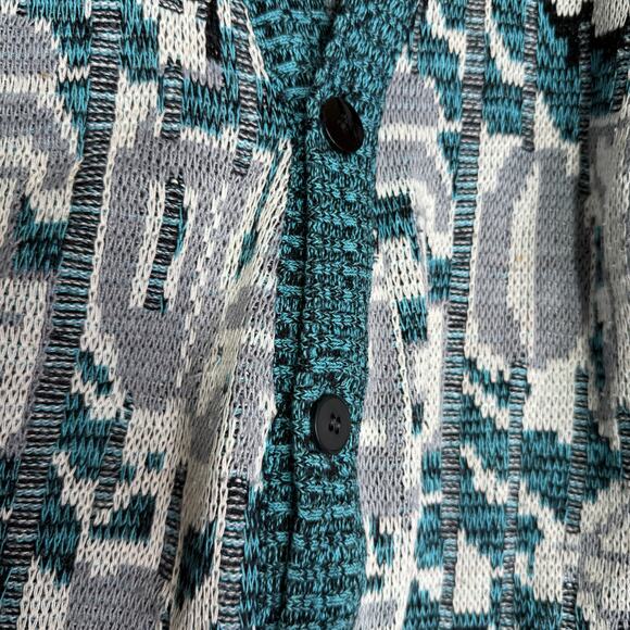Angelo Litrico Cardigan Sweater Men Medium Knitted Fisherman VTG grandpa Rare - Picture 7 of 8